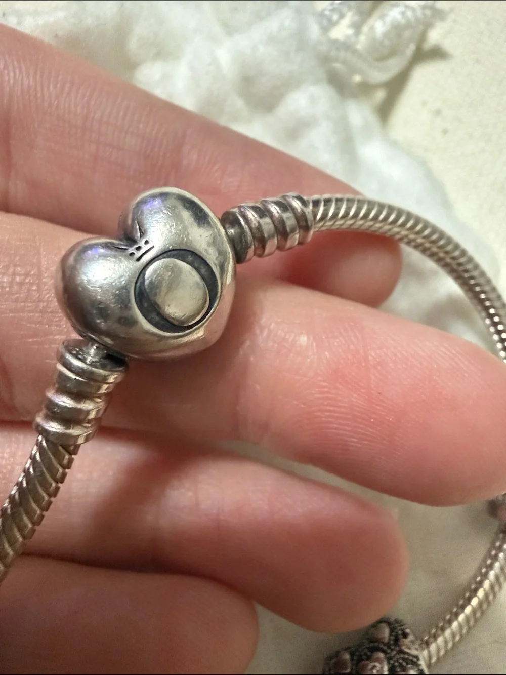 Pandora Silver Heart Charm Bracelet with Filigree Heart